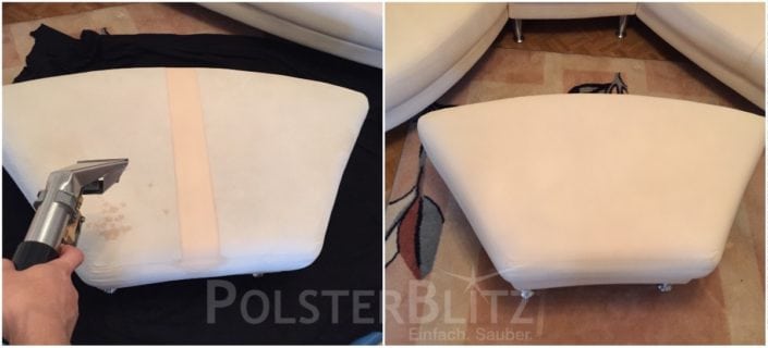 Vorher-Nachher Bild Polsterreinigung hell Polstermöbel