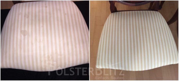 Vorher-Nachher Bild Polsterreinigung Stuhl mit Muster